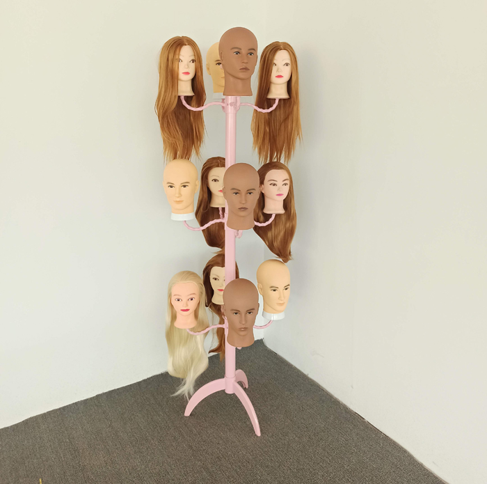 Wig Mannequin Head Display Metal Tripod Floor Stand Rack with Detachable Arm